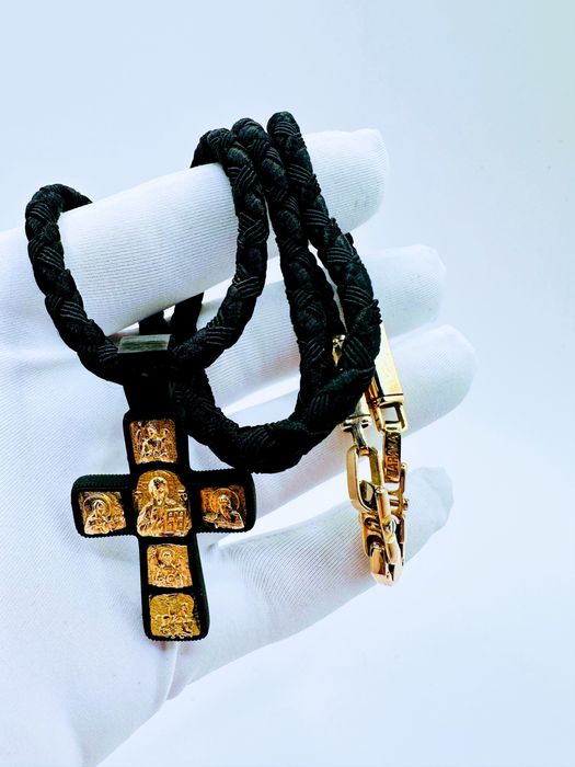 Крест эбен с золотыми вставками 585