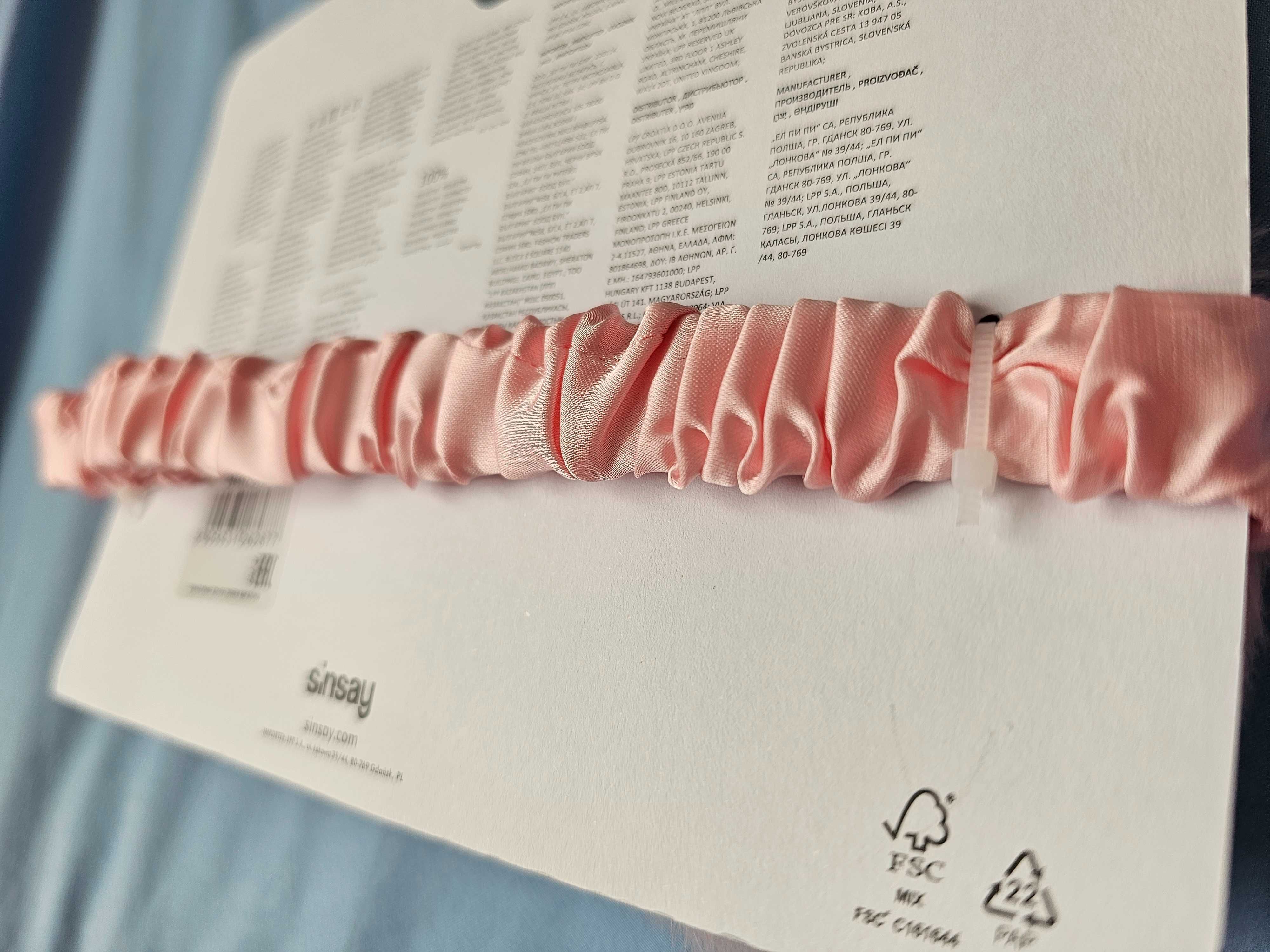 Opaska na oczy maska kotek uszy 3d pudrowy róż