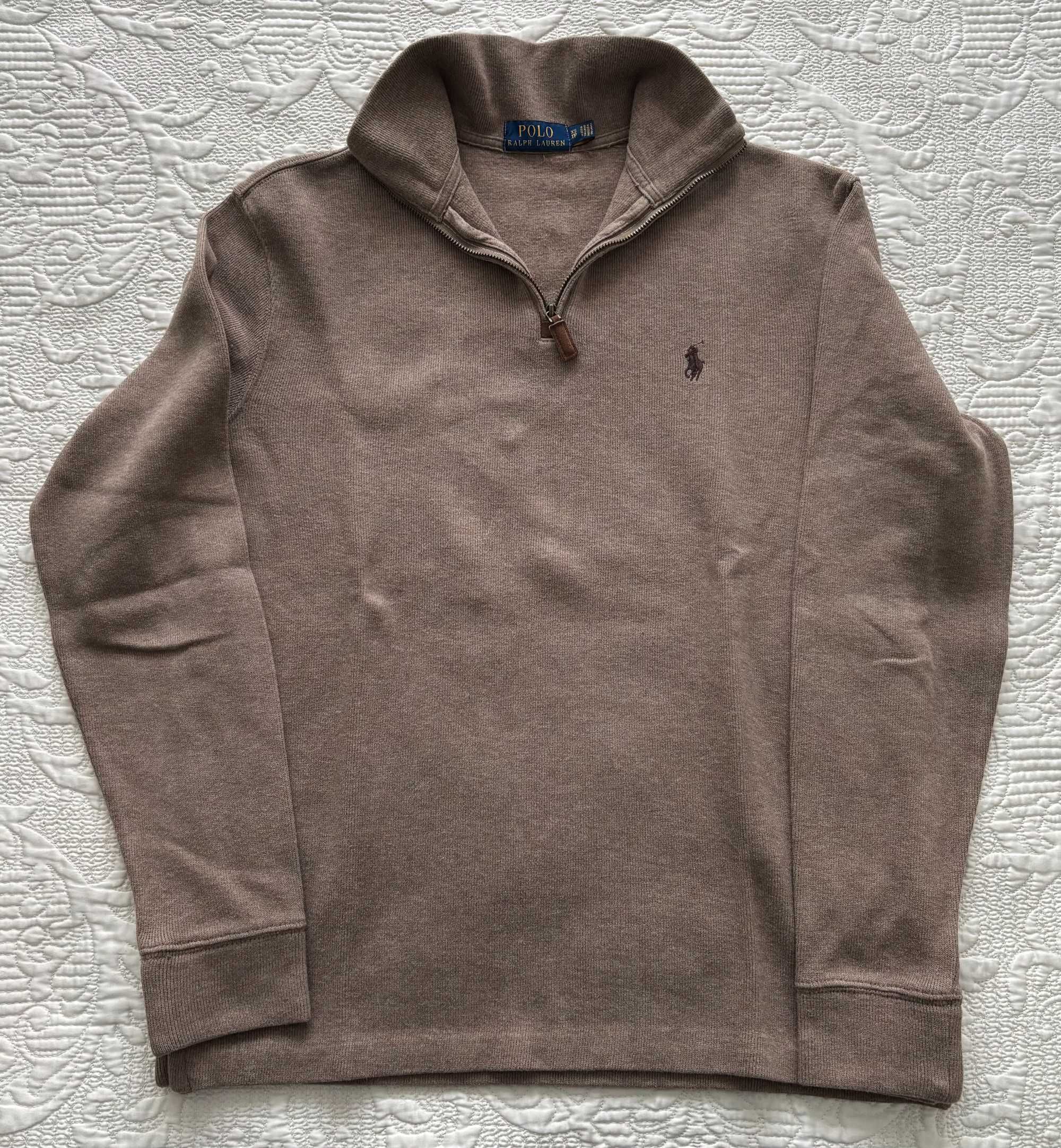 Pullover malha algodão c/ 1/4 zip bege XS - Polo Ralph Lauren