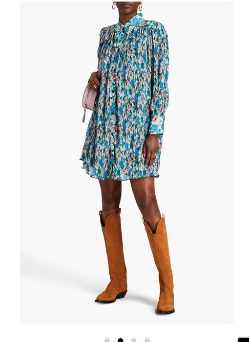 Ganni красивое  платье  оверсайз  плиссе хс/с