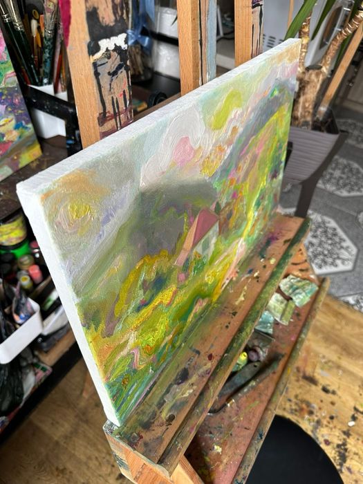 Авторська картина "Спокійна радість", Карпати, природа. Олія. 50x30