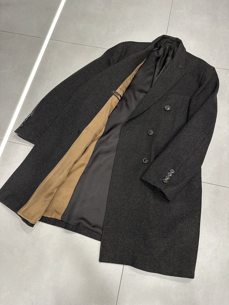 Klasyczny płaszcz dwurzędowy męski Bytom wełna XL elegancki