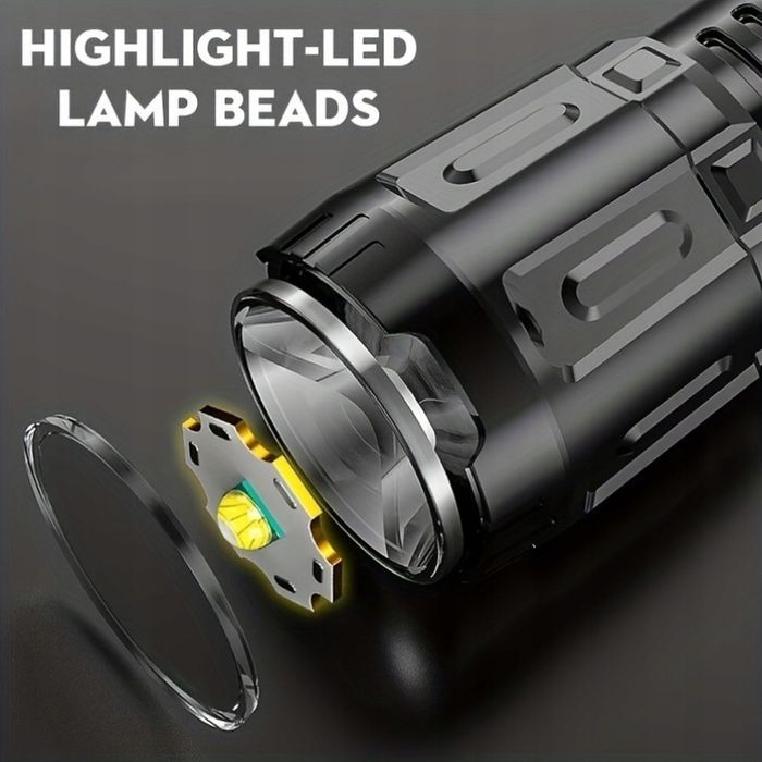 Kieszonkowa Latarka USB LED Ultra Jasna 9cm 3 Tryby Stroboskop Aku