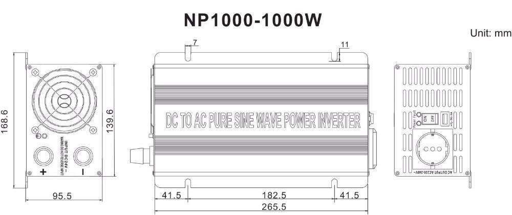 Inversor de 600W 1000W 1500W 2000W de Onda Pura 12V ou 24V