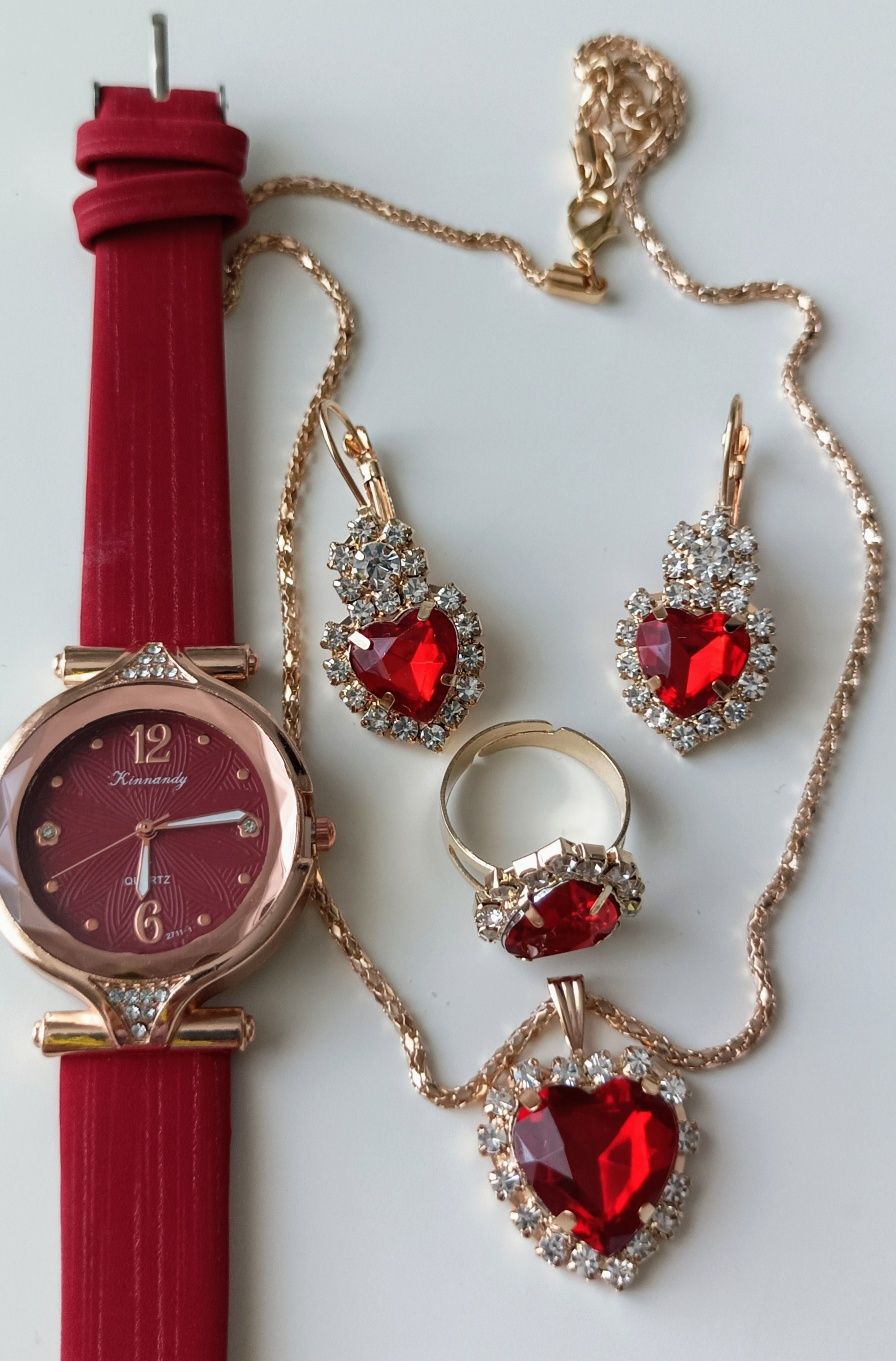 Zegarek damski kwarcowy plus zestaw biżuterii Nowy