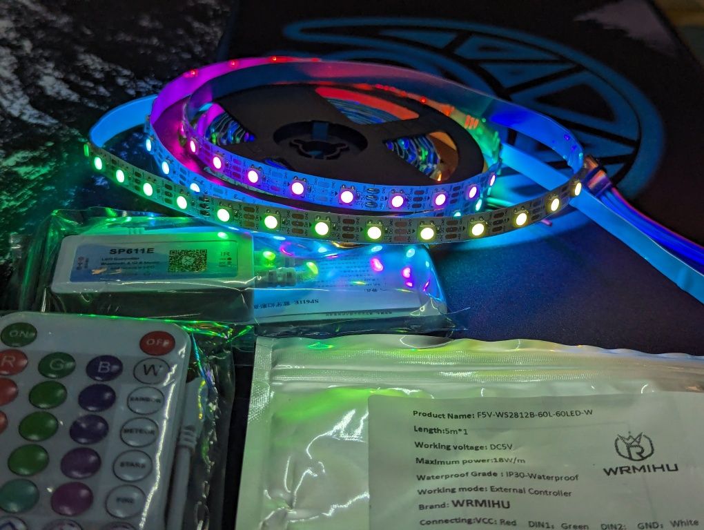 Светодиодная адресная 60 LED RGB лента WS2812b