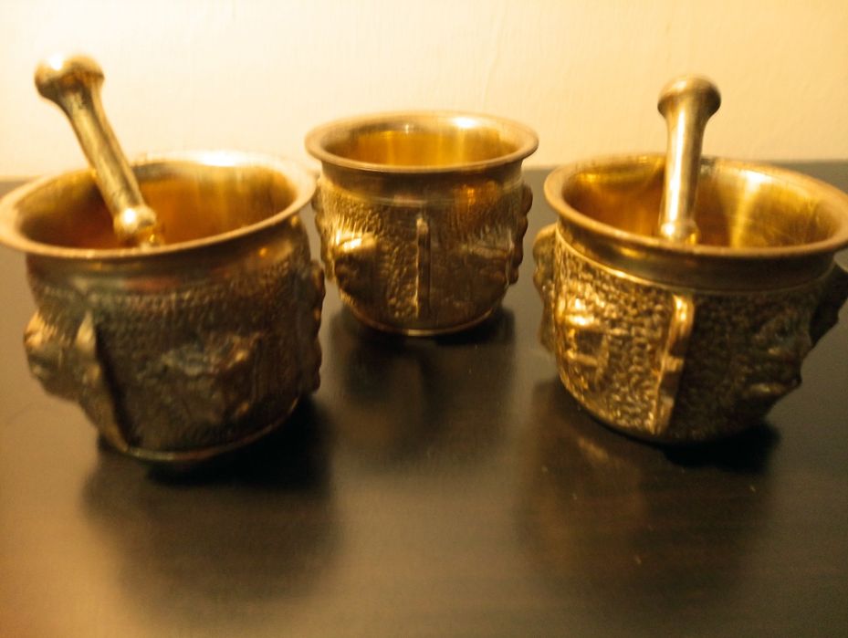 3 almofariz muito antigos de coleção com - latão Maçiço