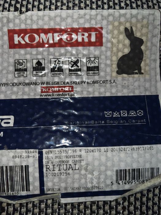 Szary dywan z królikiem/ zającem do pokoju dziecka