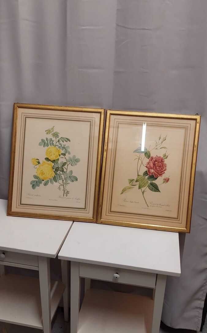 Quadros com moldura dourada (figura Rosas)