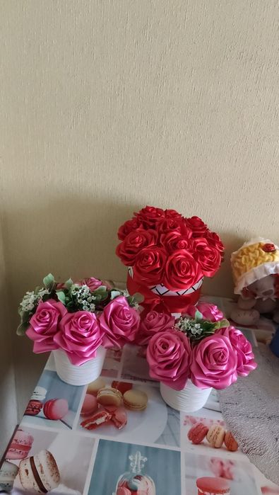 Букет с атласної стрічки