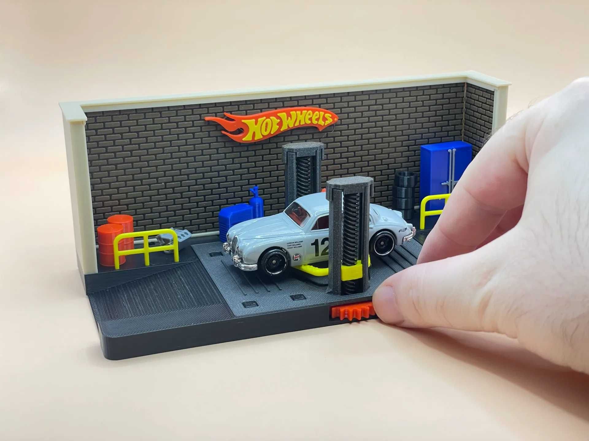 DIORAMA Ruchoma Podnośnik Garaż Hot Wheels Matchbox Majorette DODATKI