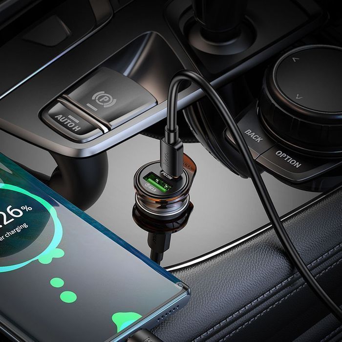 Ładowarka samochodowa Hoco USB A + USB C QC3.0 PD 3A 43W + kabel USB C