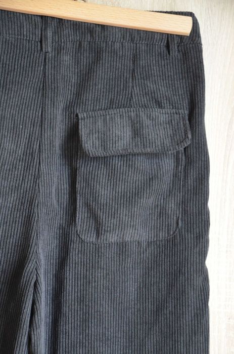 Spodnie sztruksowe szerokie kuloty długie wysoki stan M S 38 36