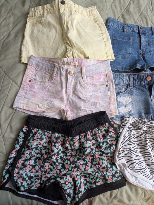 Krótkie spodenki szorty dla dziewczynki jeansowe bawełniane na wf 146