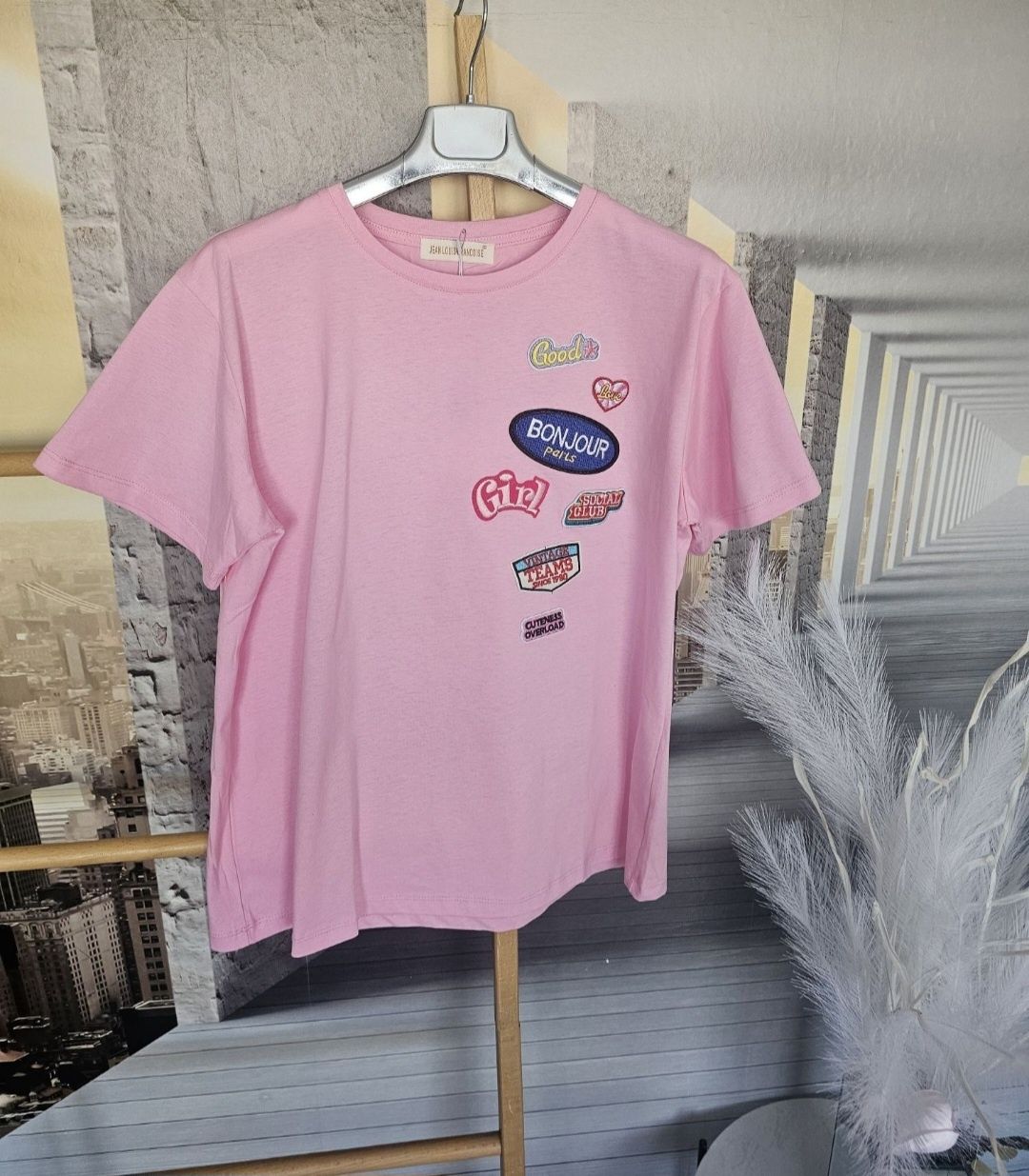 Super bluzka naszywki tshirt WYPRZEDAŻ