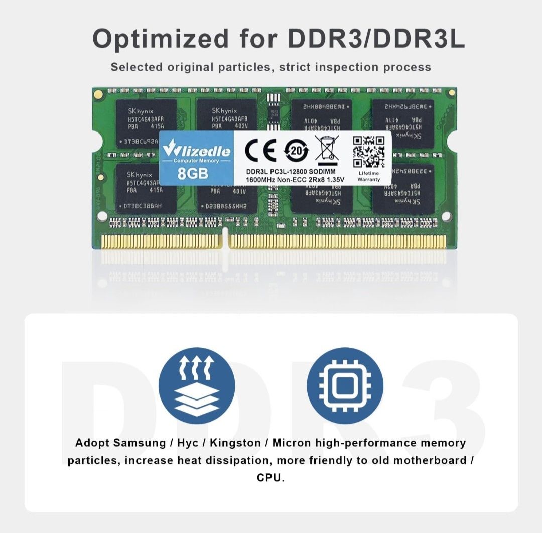 8 GB DDR3/DDR3L Pamięć RAM do laptopa 1600 MHz