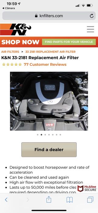2x Filtro KN Mercedes W204 C280/C350/C63