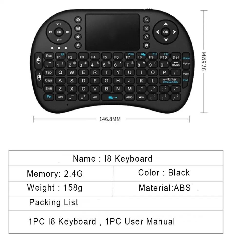 I8 Mini teclado sem fio 2.4G