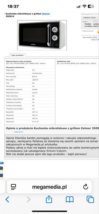 Mikrofalówka zelmer jak nowa