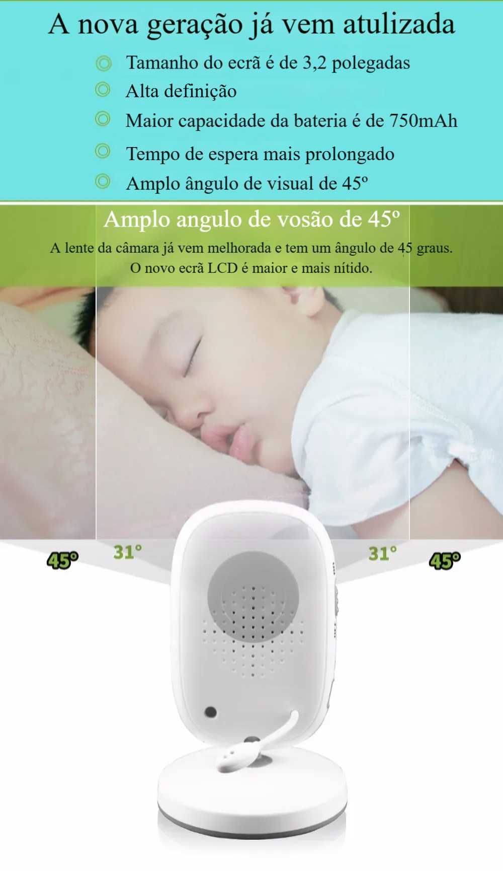 Monitor Bebé 3.2" ∎ VOX ∎ Visão Noturna ∎ Temperatura e Áudio