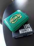 Love Moschino portfel zielony zlote logo 15 x 12 cm oryginalny pudełko