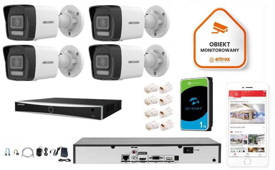 Monitoring kompletny IP Hikvision NVR 1TB 4 kamer Eltrox Nowy Sącz