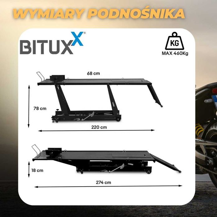 podnośnik motocyklowy hydrauliczny podnośnik do motocykla 460kg