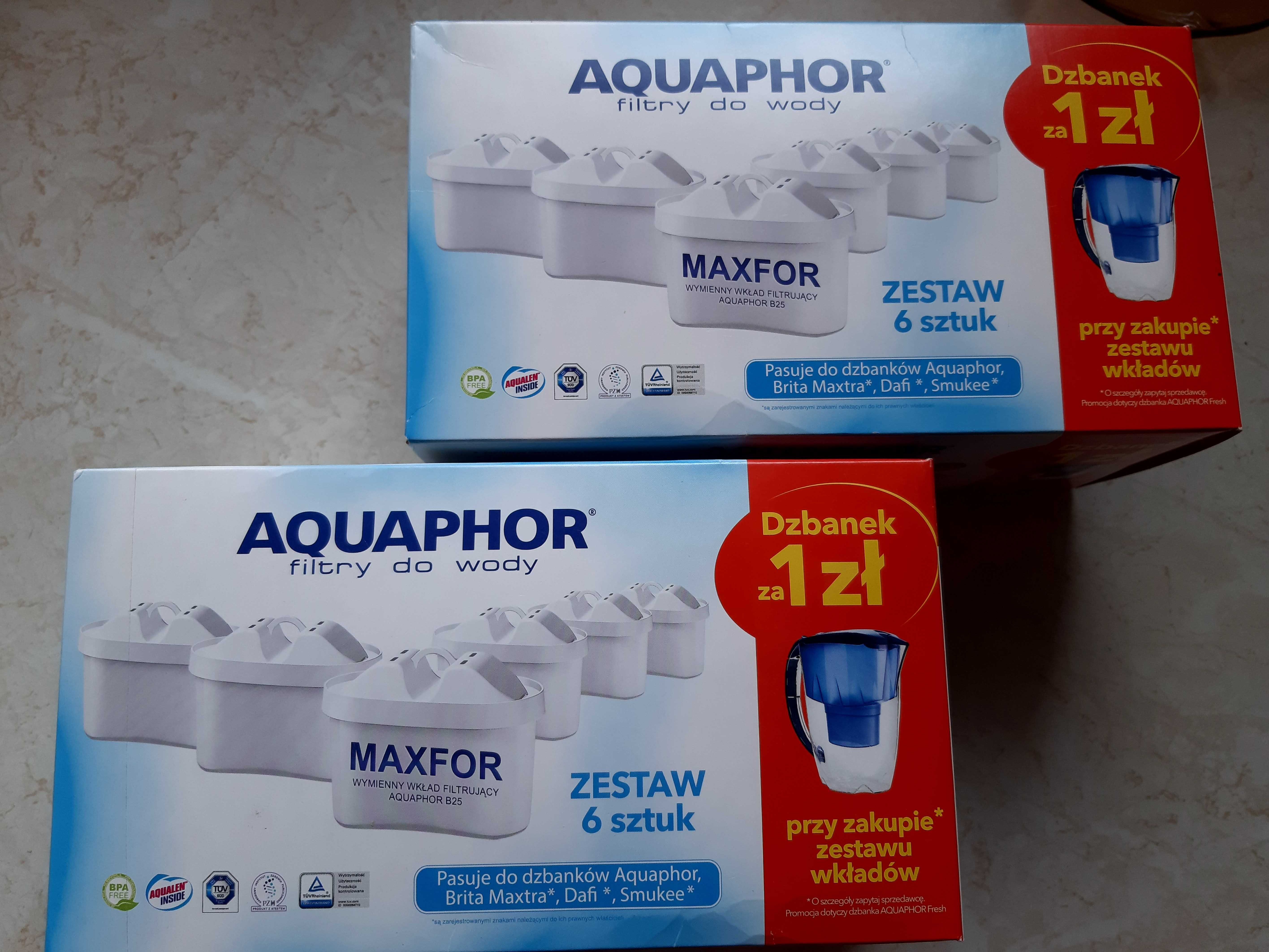 Dzbanek filtrujący i gratis filtry do wody Aquaphor maxfor B25 -6 szt