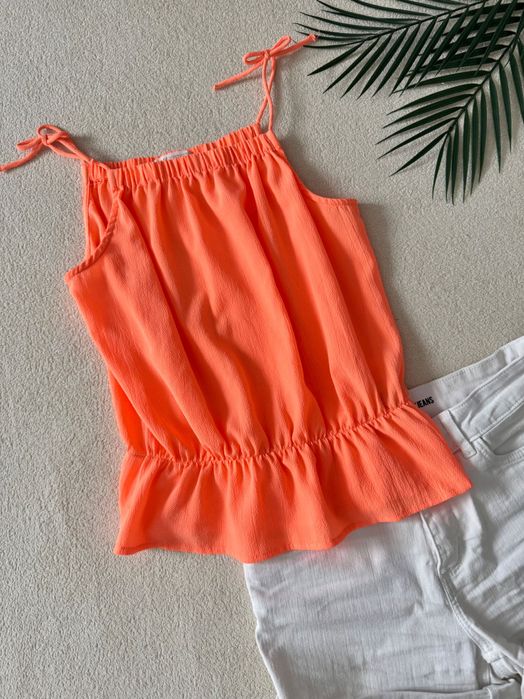 Pomarańczowy crop top falbanka xs