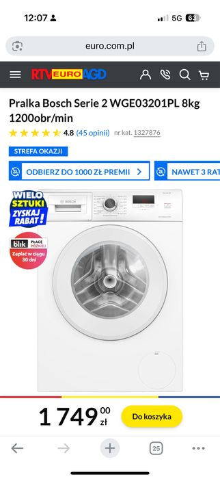 Pralka Bosch NOWA, nie używana, z gwarancją