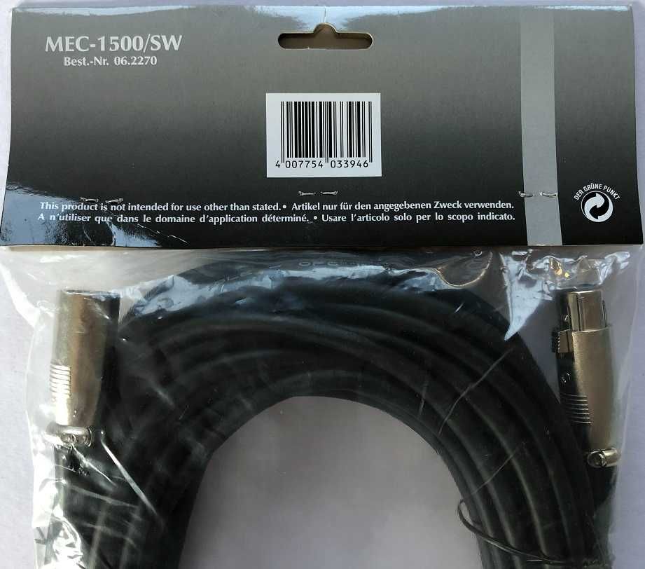 Kabel XLR MEC-1500SW Estradowy Audio Mikrofon 15m * Video-Play