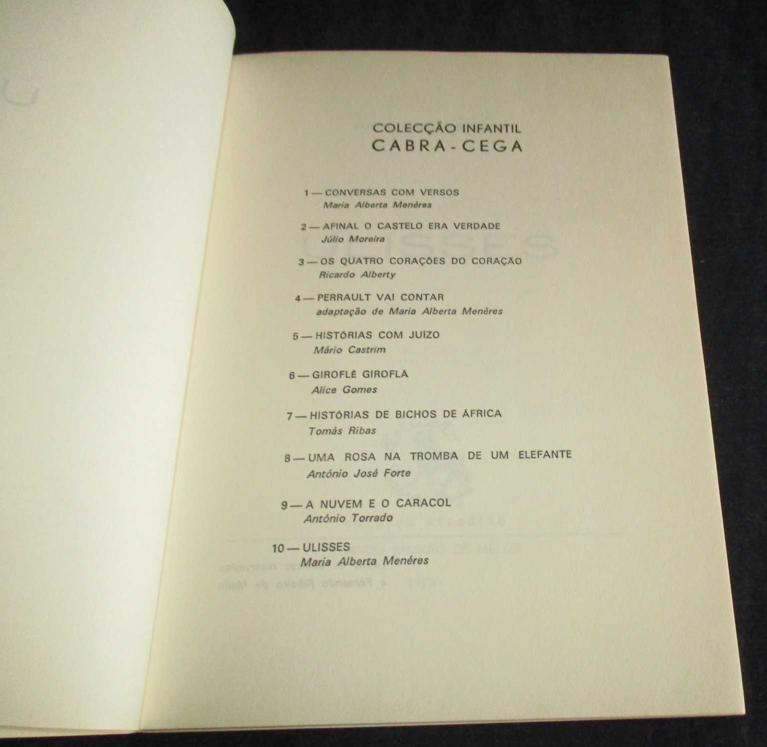 Livro Ulisses Maria Alberta Menéres Cabra Cega 1972