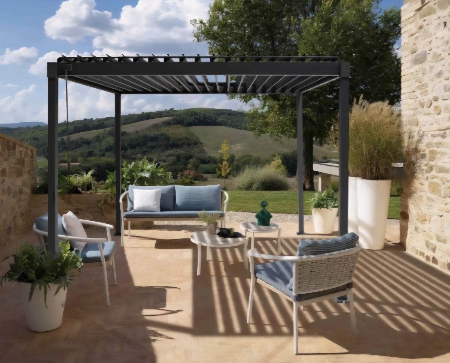 Pergola ogrodowa MIRADOR 80 Solid 3 x 2,4 x 2,4m Antracyt