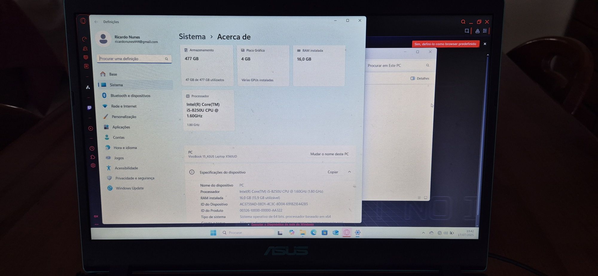 Asus Vivobook - GTX 1050 4GB / 16GB RAM / 512 GB SSD / Intel I5