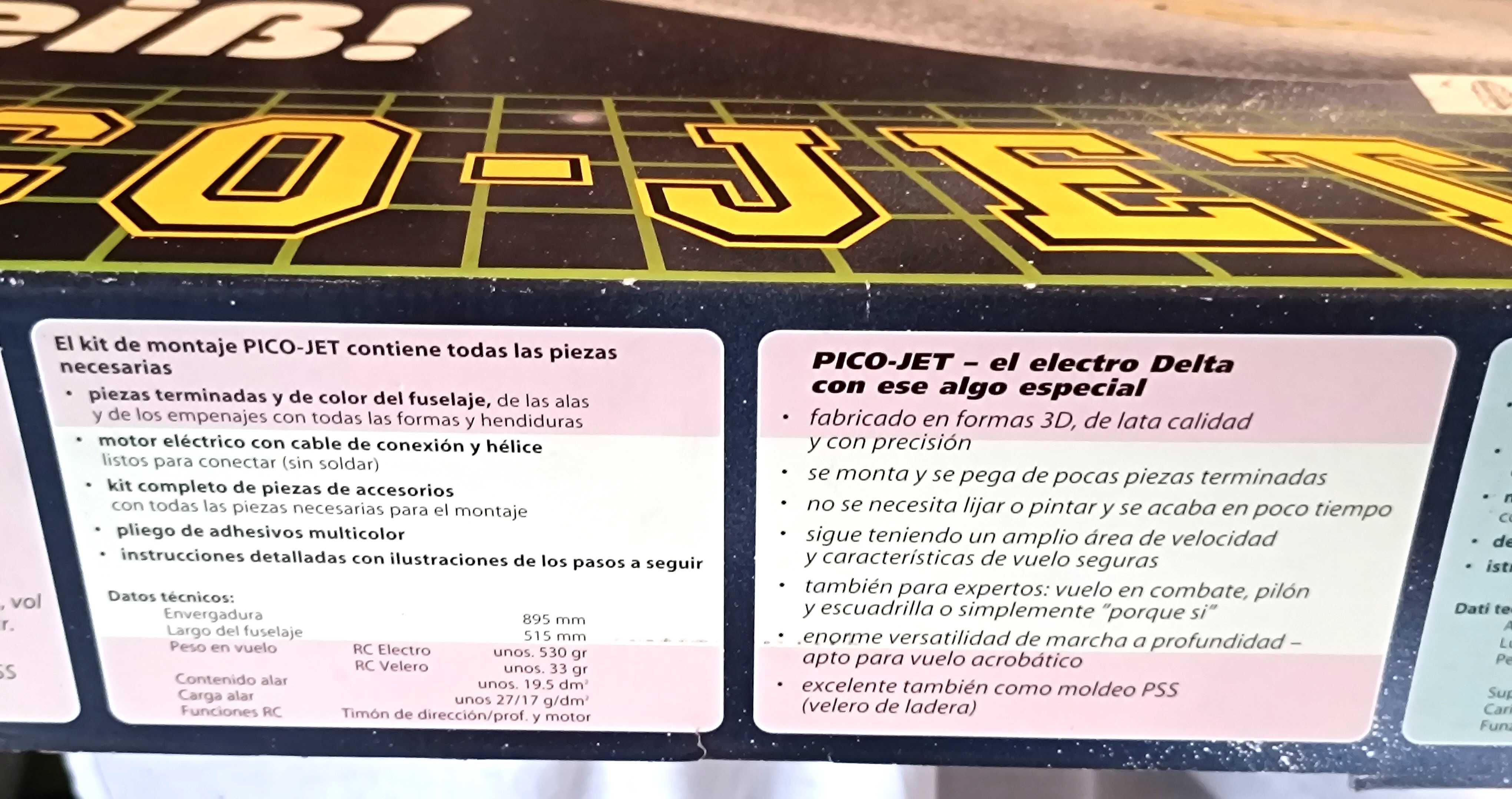 Caixa grande e peças para Avião de Aeromodelismo Pico-Jet da Pico Line