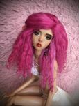 Peruka wig dla lalki BJD 1/4 popovy magenta róż