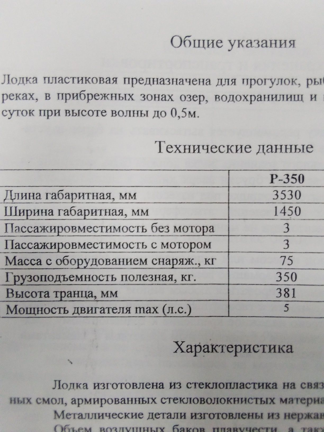 Човен Т350 склопластиковий