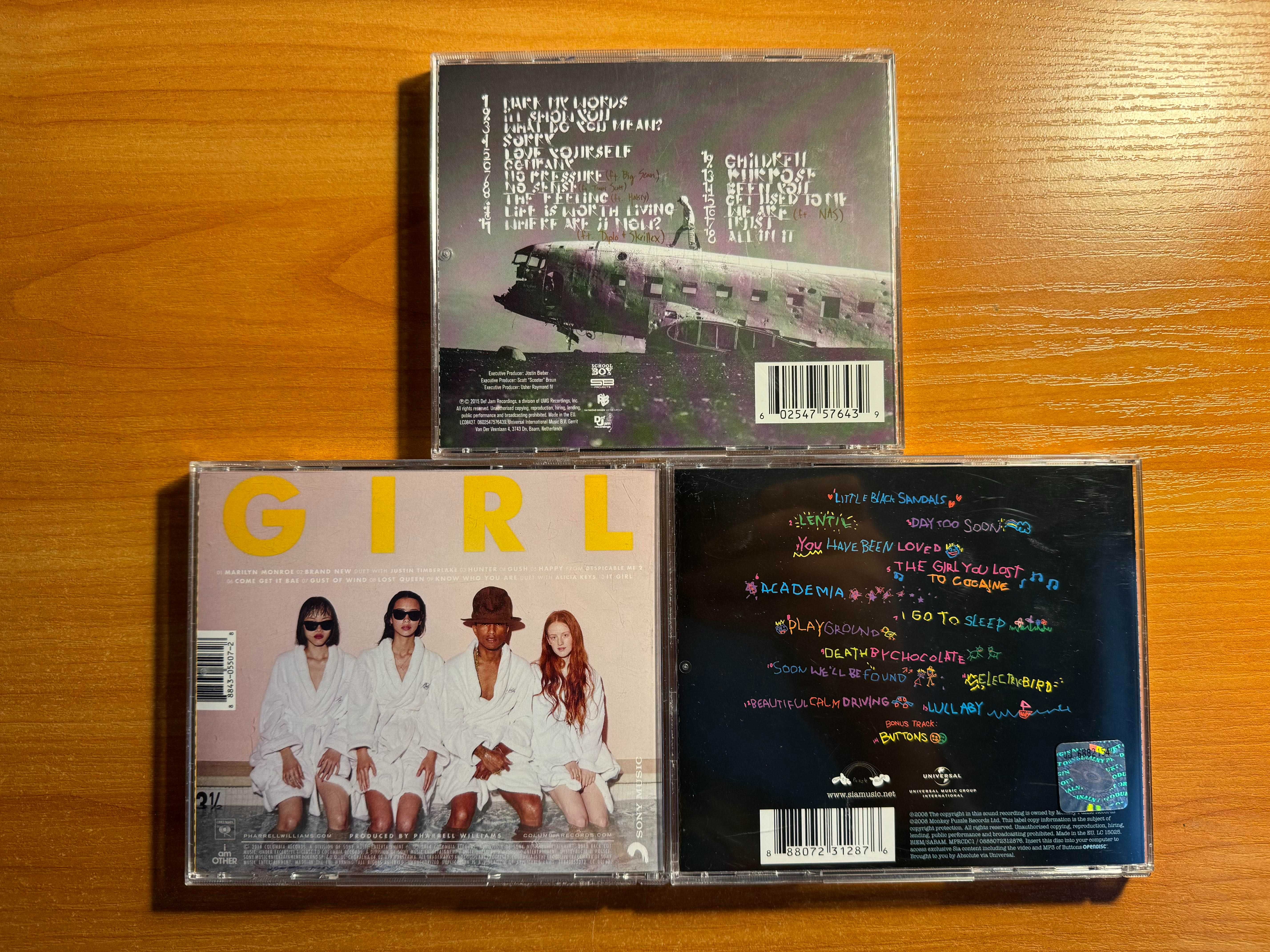 Zestaw POP - 3 x CD - Justin Bieber - Pharrell Williams - SIA