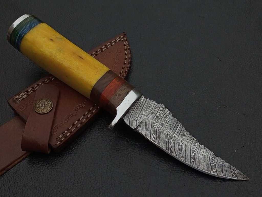 DAMAST nóż myśliwski BOWIE stal damasceńska 22cm. FINKA bushcraft