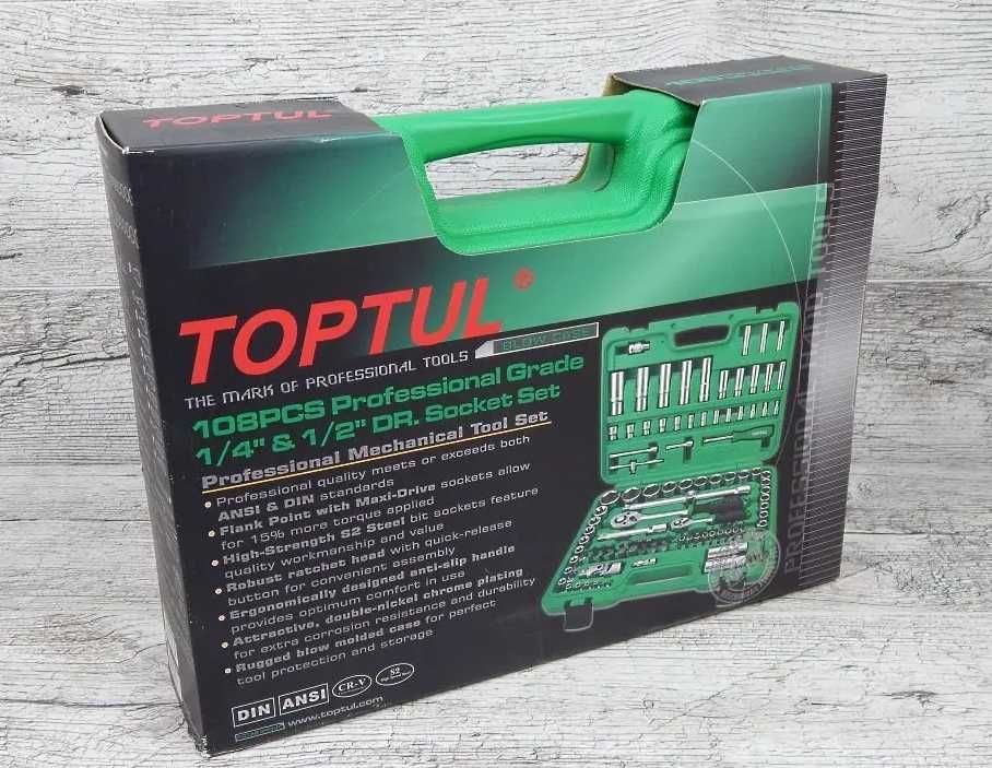 Набір інструменту 108шт Toptul 1/2", 1/4" 6-гр для автомобіліста