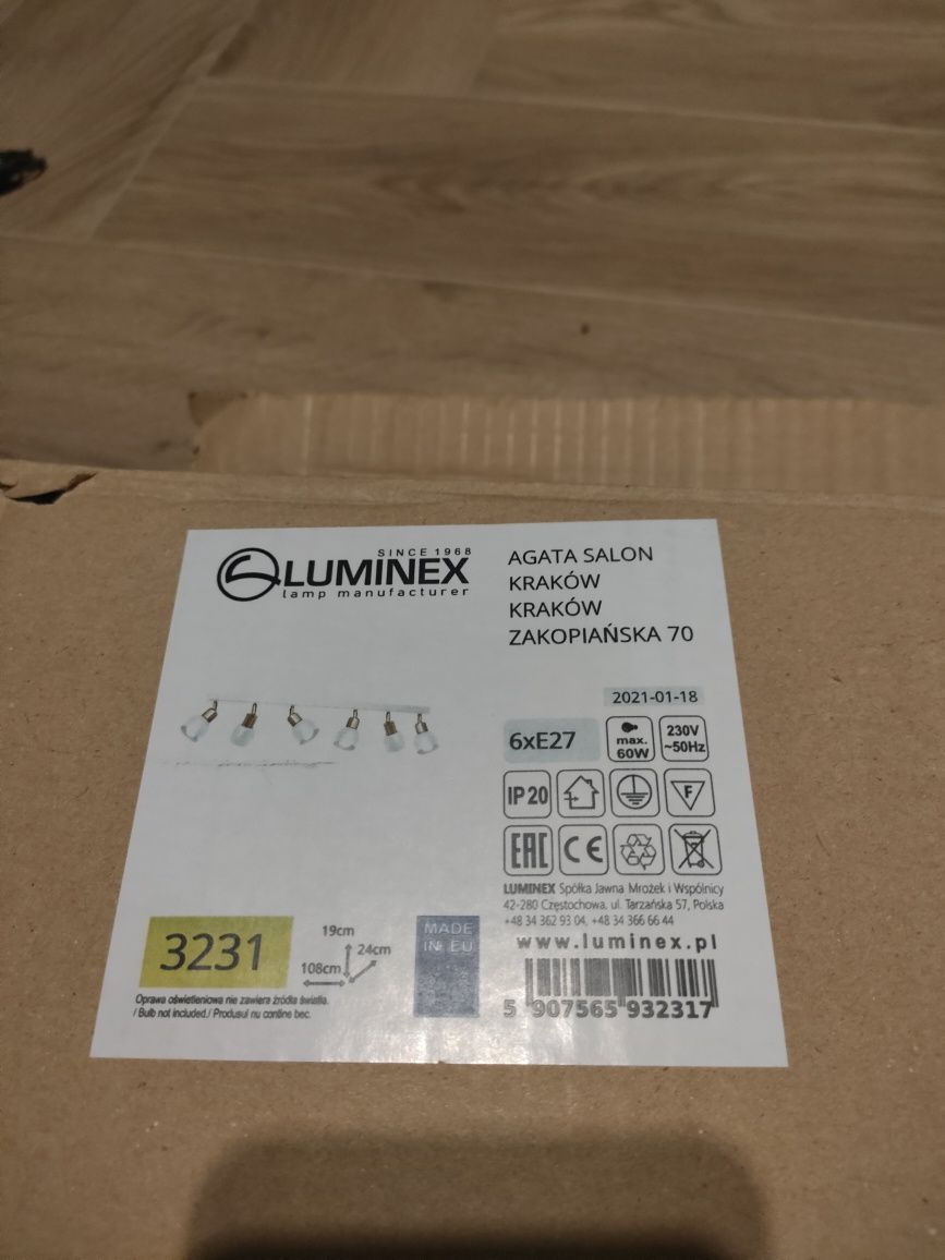 Lampa szyna LUMINEX 3231 spot Fresno (biały-złoty) NOWA