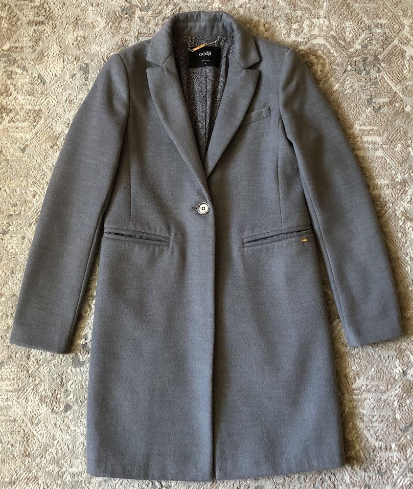 Пальто, жіноче, oodji, класичне, сіре.