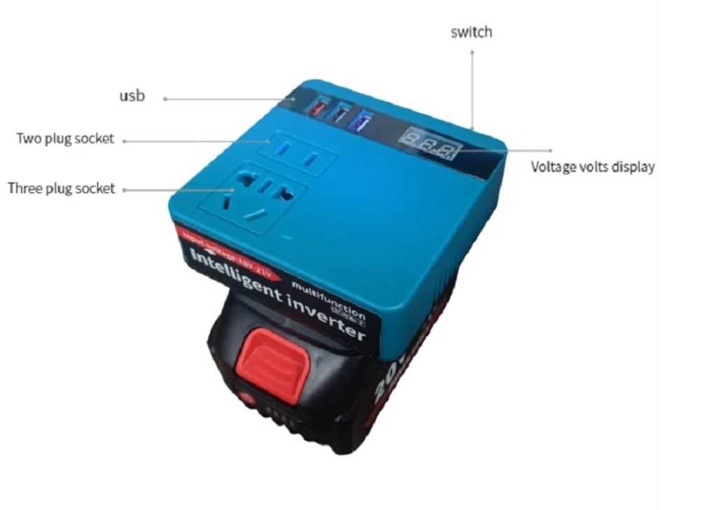 Кишеньковий інвертор для акумуляторів Makita 18v-220v