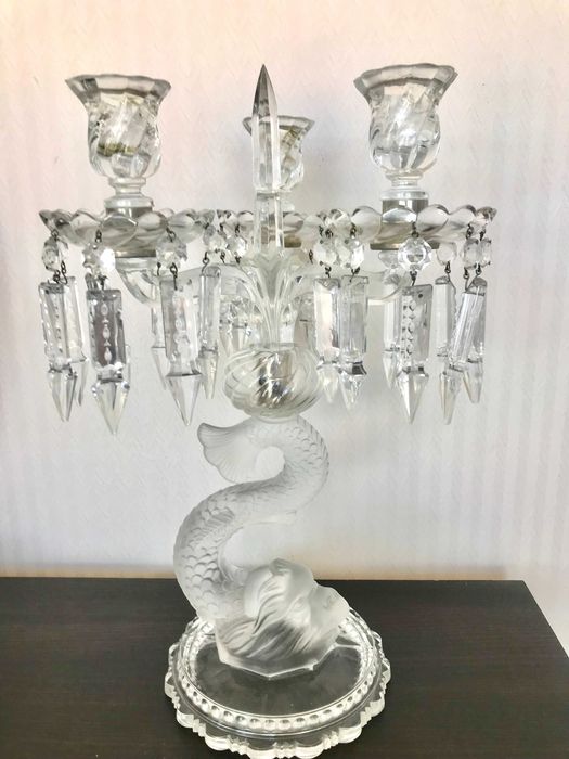 Кришталевий канделябр з дельфіном Baccarat, Франція, 45 см