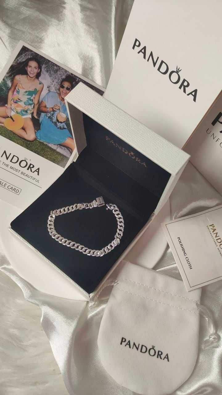 Срібний браслет Pandora Сяюче паве. Браслет пандора каміння