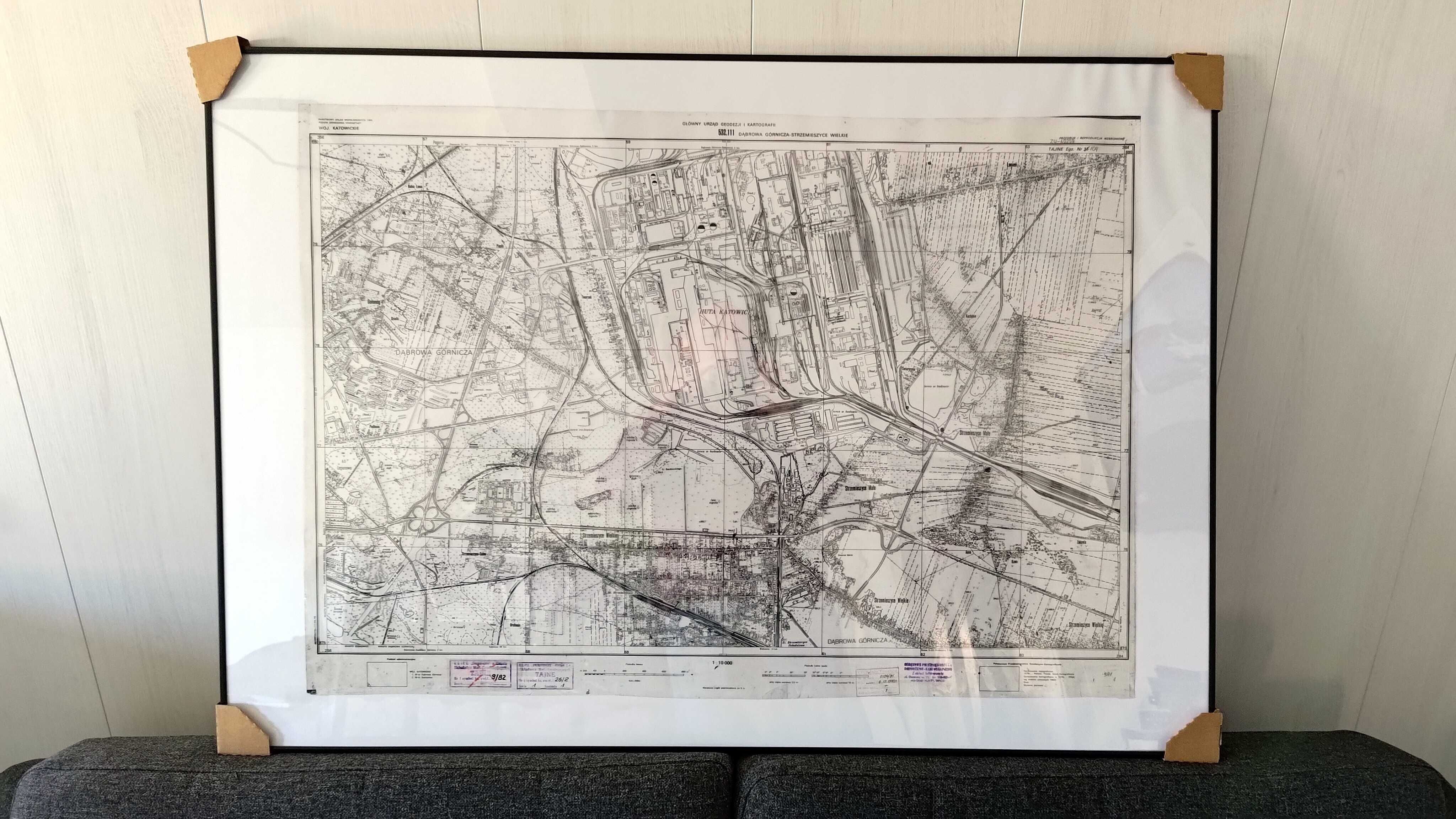 mapa PRL transparentna foliogram oryginał tajne plakat