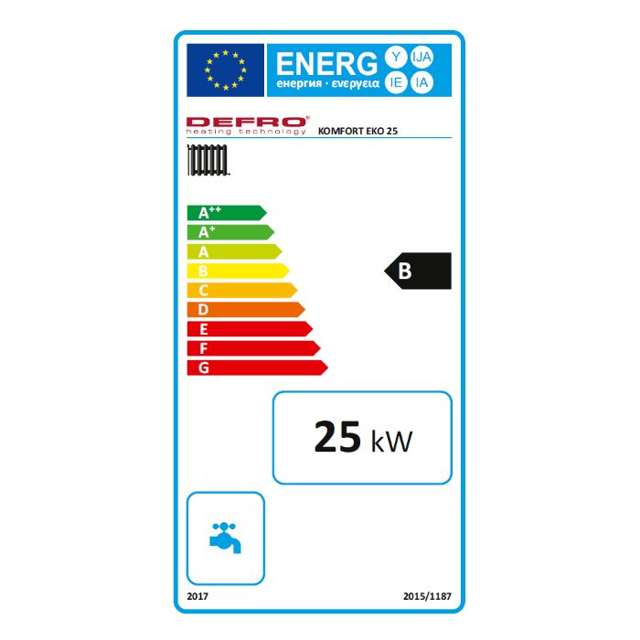 Kocioł, piec na eko-groszek DEFRO KOMFORT EKO LUX 25 kW - LEWY / PRAWY