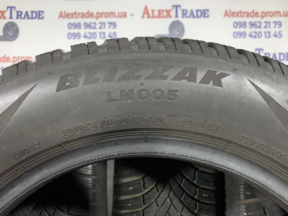 4 шт. 205/60 R16 Bridgestone Blizzak LM005 зимові шини б/у, 7 мм
