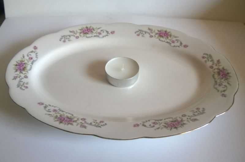 Mały półmisek owalny porcelana chińska 26 cm biały kwiaty