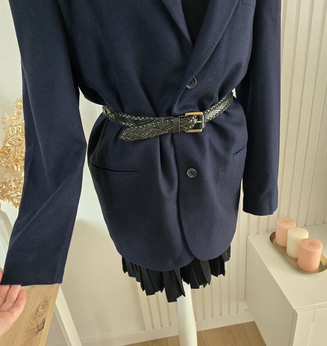 Granatowa marynarka wełna 40 L wool oversize kaszmir bdb guziki